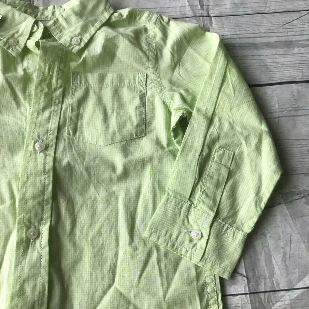 NWT Gymboree Boy’s Green Long Sleeve Button Down Shirt Toddler Kid’s Size 3T